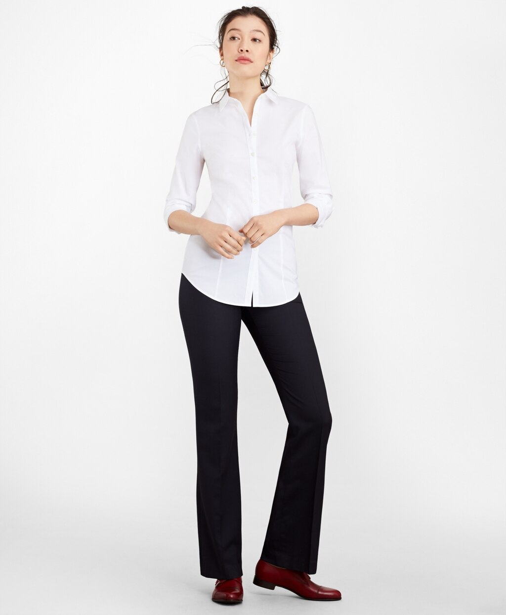 Brooks Brothers Women Petite Tailored-Fit Performance Non-Iron COOLMAX® Poplin Shirt