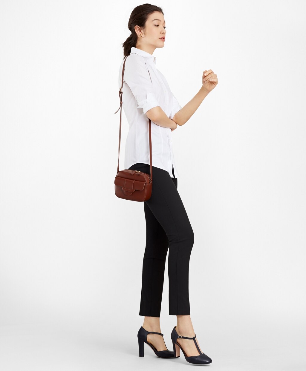 Brooks Brothers Women Petite Tailored-Fit Non-Iron Dobby-Stripe Cotton Tuxedo Shirt