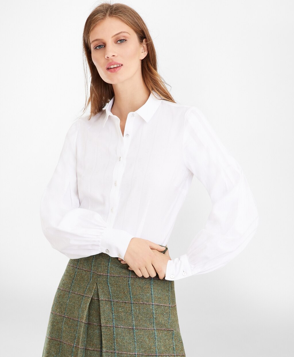 Brooks Brothers Women Petite Non-Iron Tailored-Fit Supima® Cotton Floral Jacquard Blouse