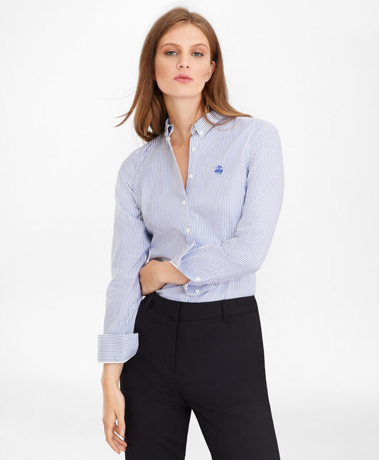 Brooks Brothers Women Petite Non-Iron Tailored-Fit Bengal Stripe Supima® Cotton Pinpoint Oxford Shirt