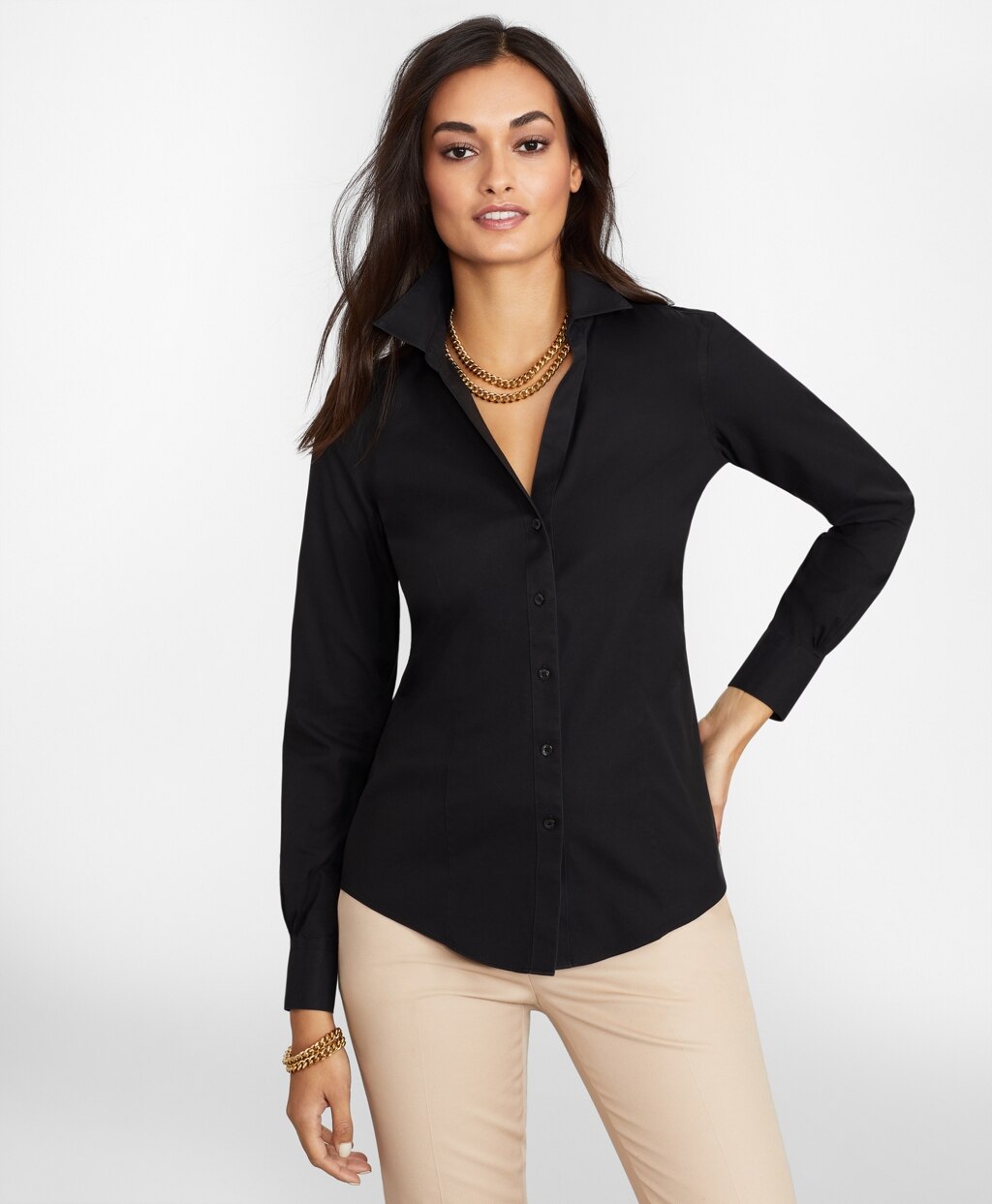 Brooks Brothers Women Petite Non-Iron Stretch Supima® Cotton Fitted Dress Shirt