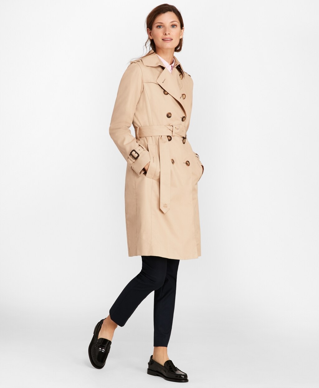 Brooks Brothers Women Petite Double-Breasted Trench Coat