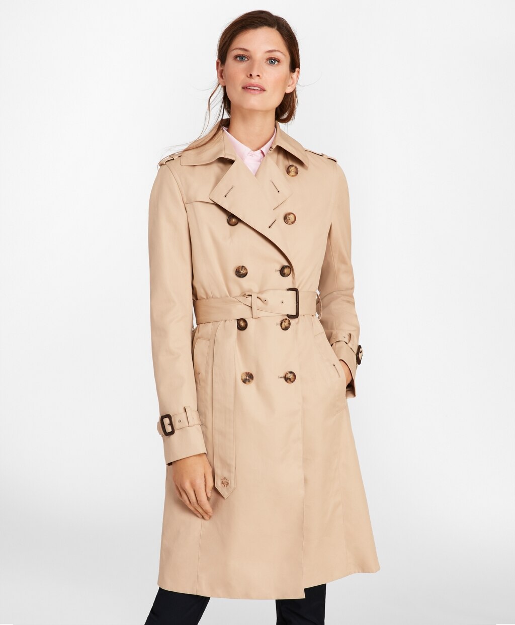 Brooks Brothers Women Petite Double-Breasted Trench Coat