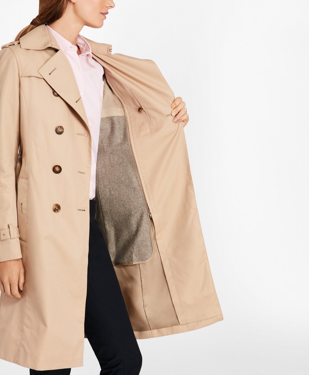 Brooks Brothers Women Petite Double-Breasted Trench Coat