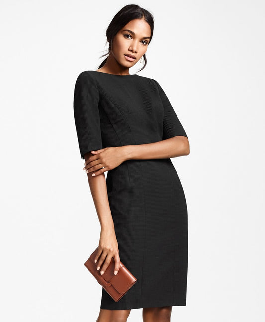 Brooks Brothers Women Petite Stretch-Cotton Jacquard Sheath Dress