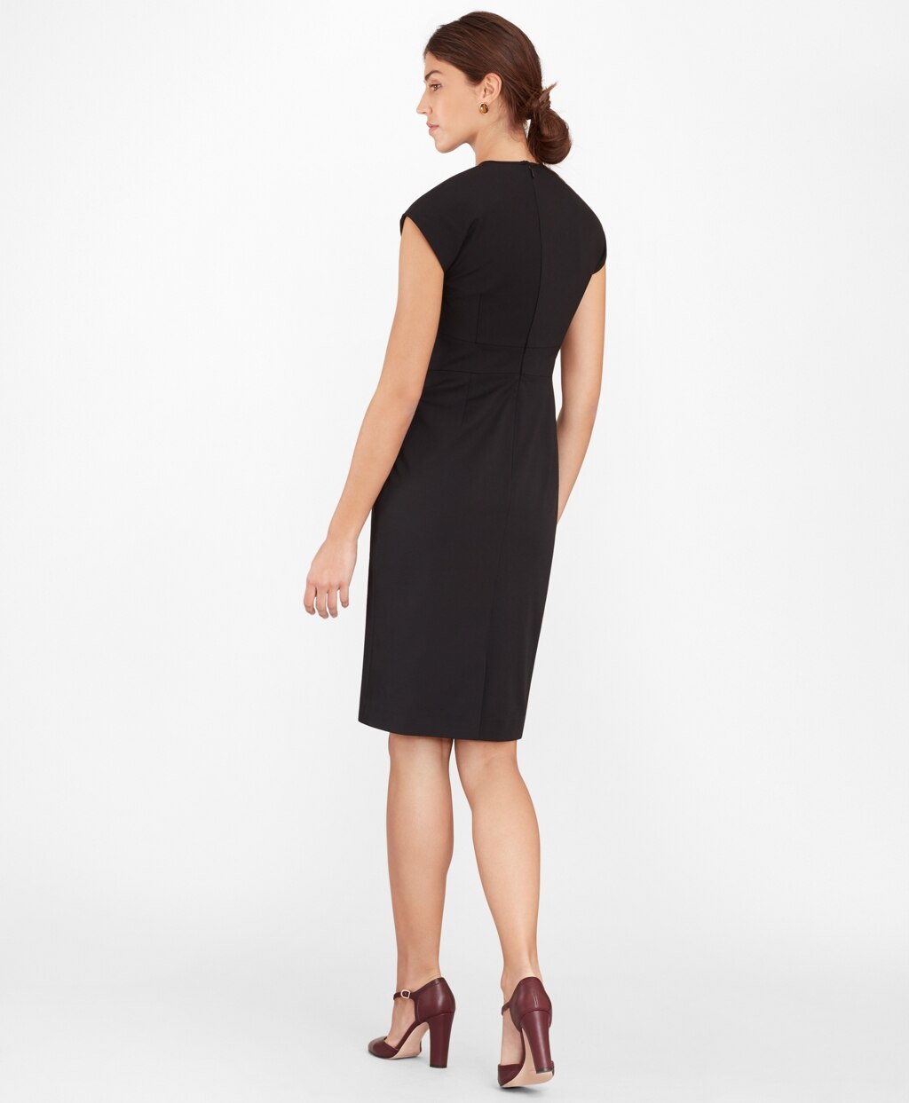 Brooks Brothers Women Petite Stretch Wool Cap Sleeve Sheath Dress