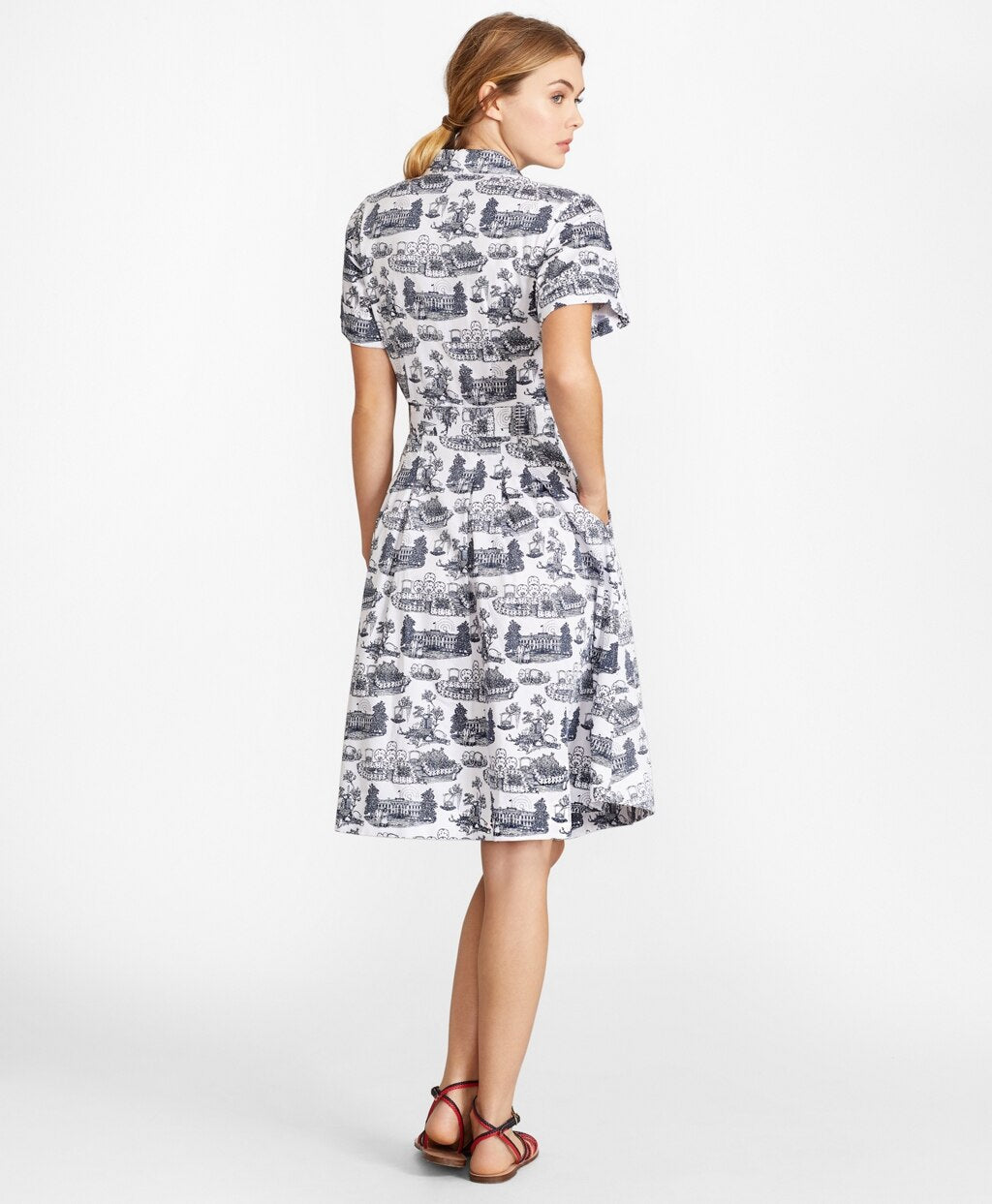Brooks Brothers Women Petite Toile Supima® Cotton Sateen Shirt Dress