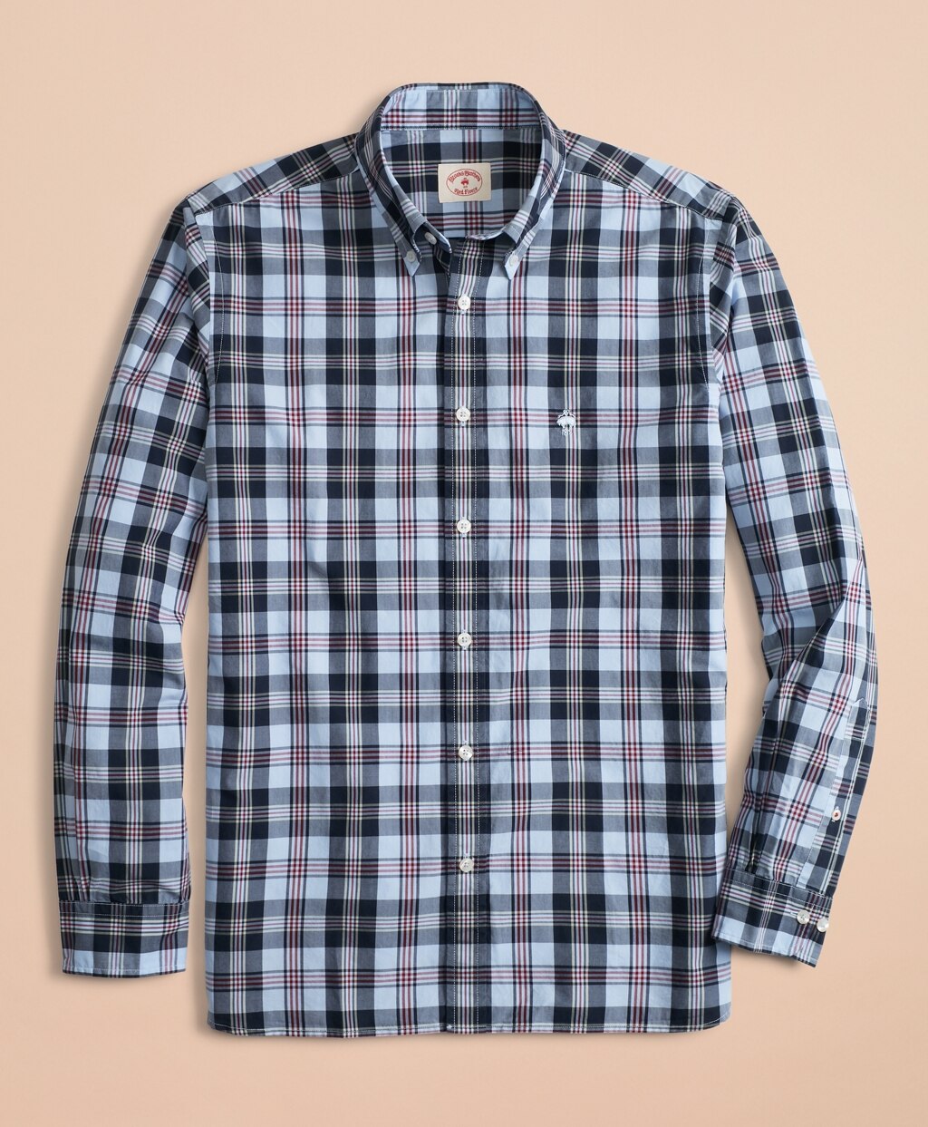 Brooks Brothers Men Plaid Cotton Broadcloth Sport Shirt