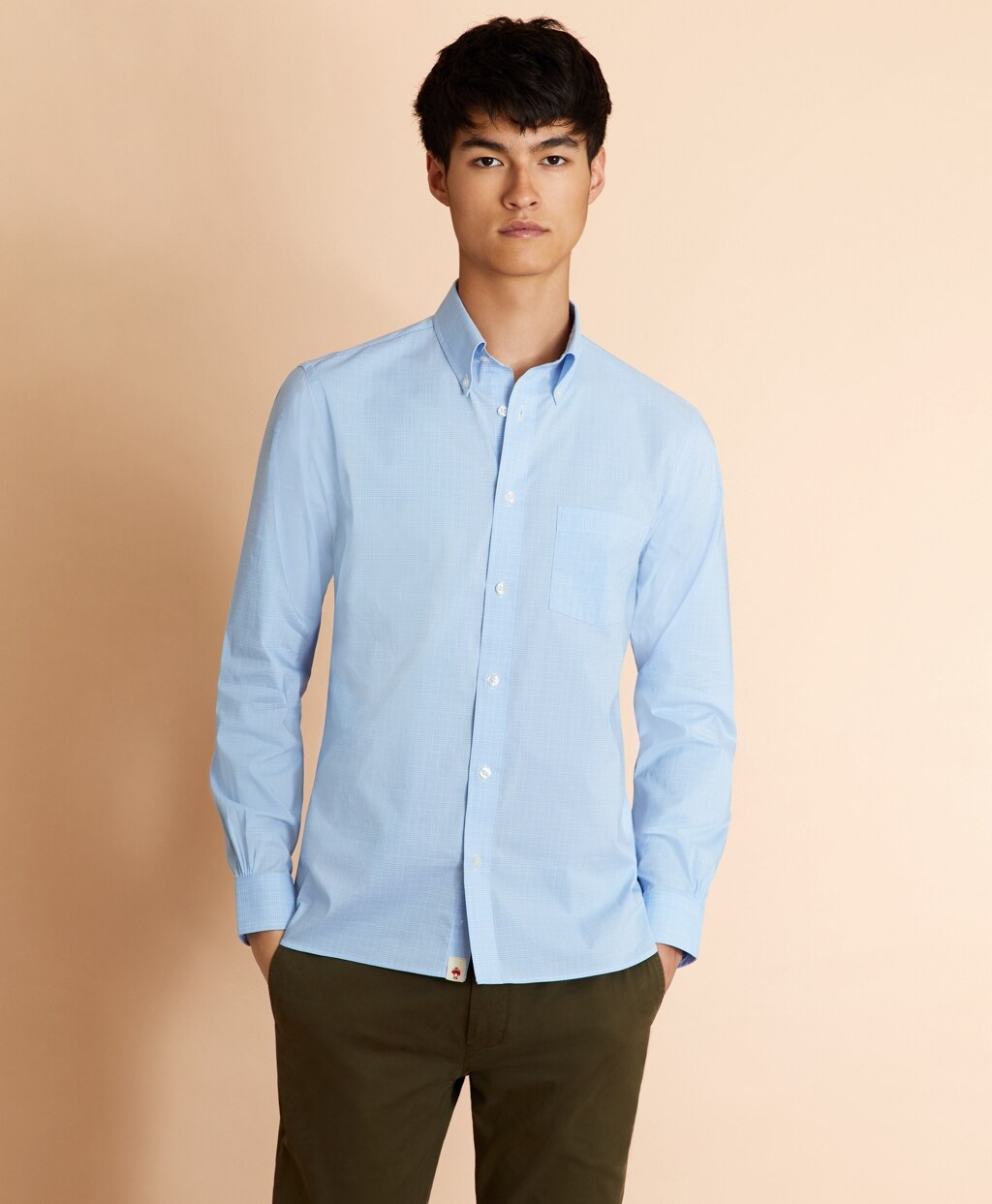 Brooks Brothers Men Performance Series Glen Plaid Poplin Shirt