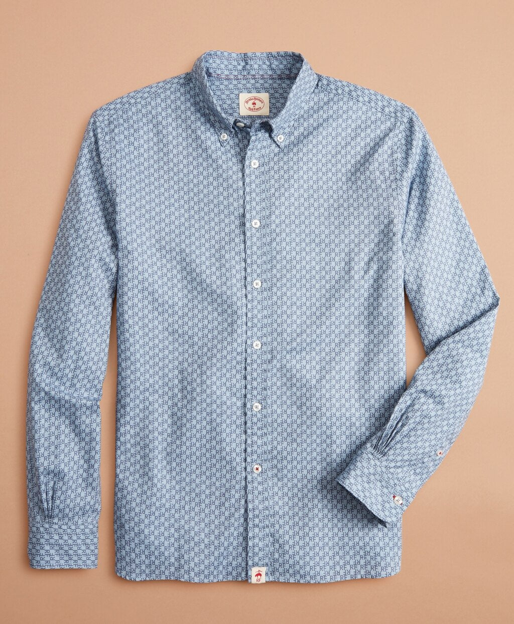 Brooks Brothers Men Indigo Red Fleece Print Shirt