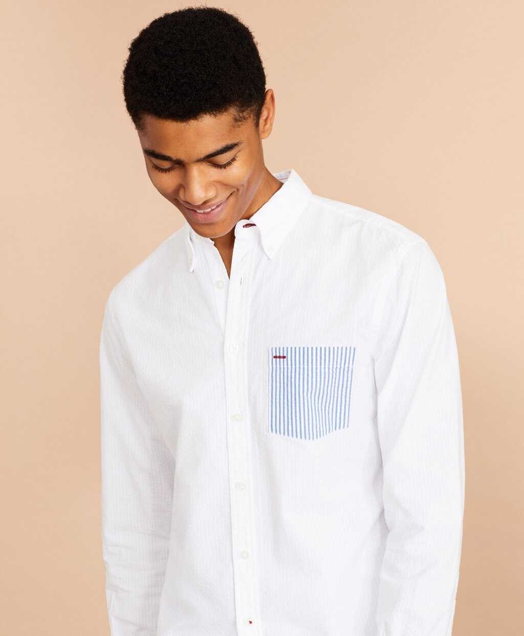 Brooks Brothers Men Seersucker Striped-Pocket Shirt
