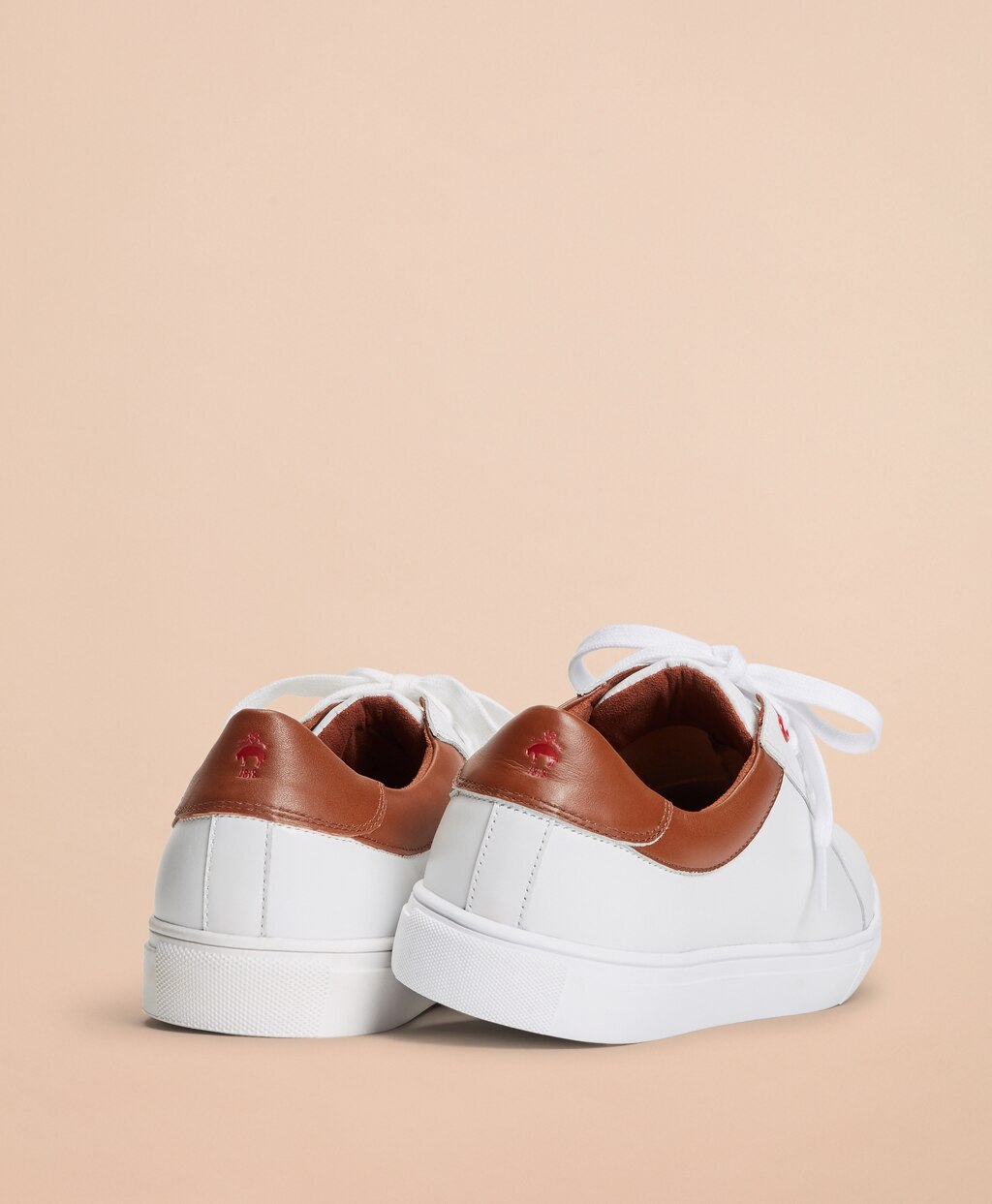Brooks Brothers Men White Contrast Leather Sneakers