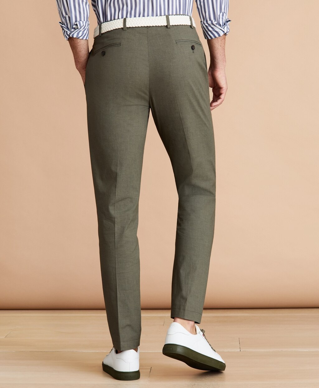 Brooks Brothers Men Cotton Plain-Front Trousers