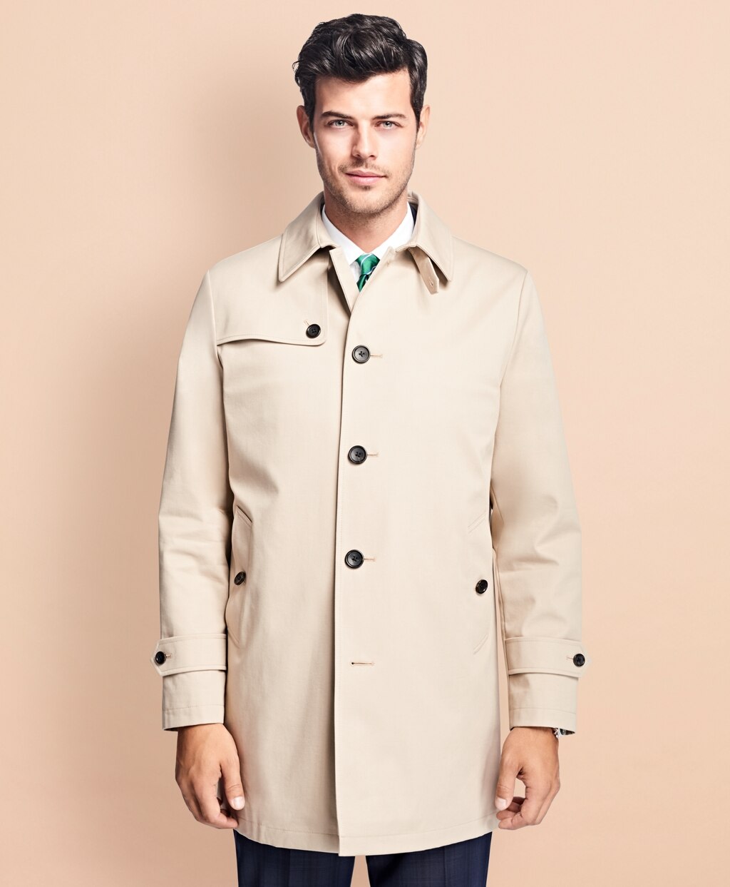 Brooks Brothers Men Water-Resistant Single-Breasted Trench Coat