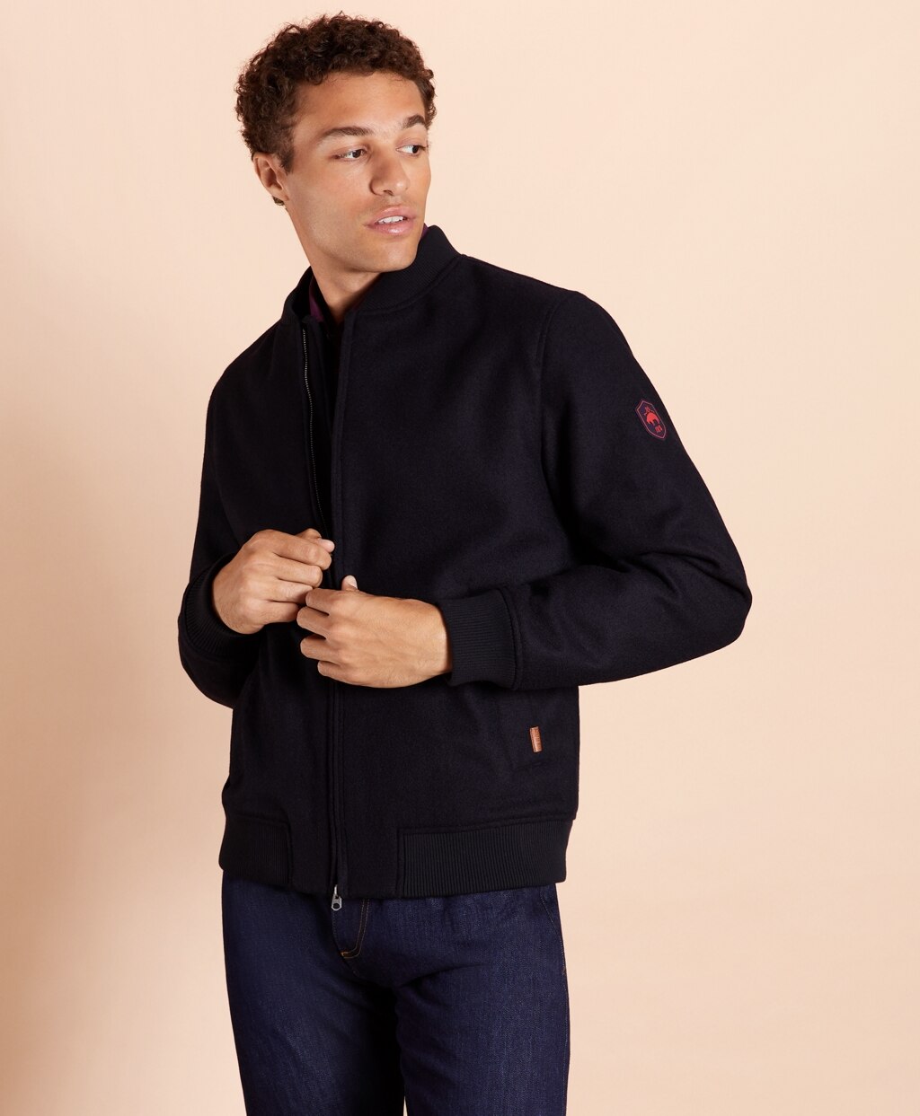 Brooks Brothers Men Melton Wool Bomber Jacket