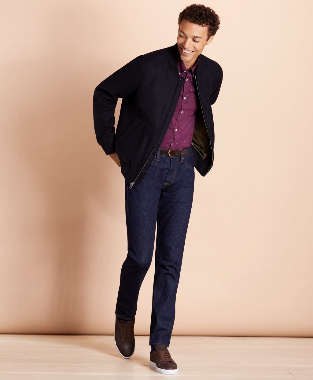 Brooks Brothers Men Melton Wool Bomber Jacket