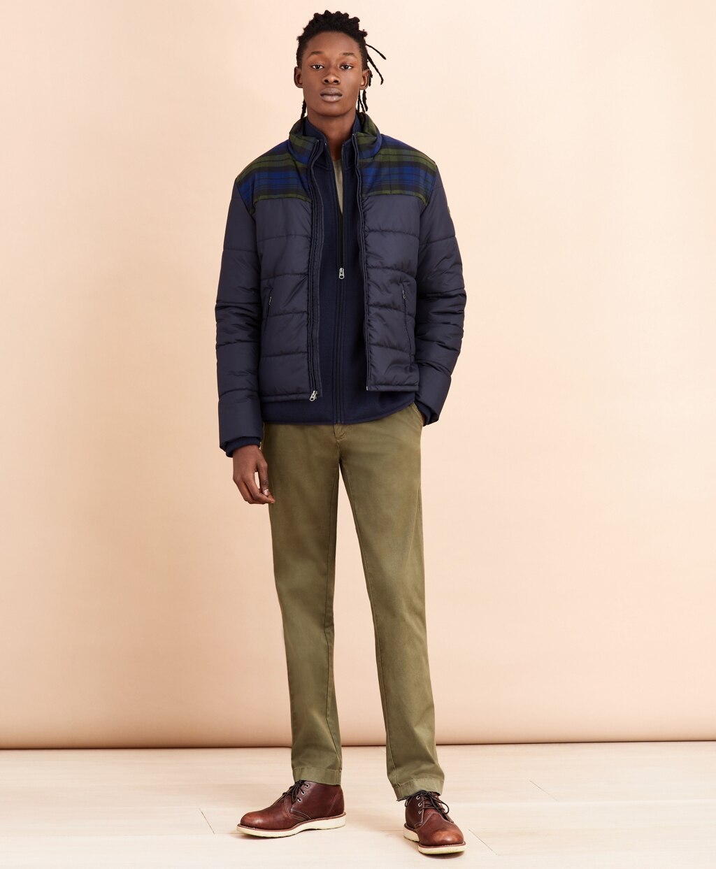Brooks Brothers Men Color-Block Puffer Jacket