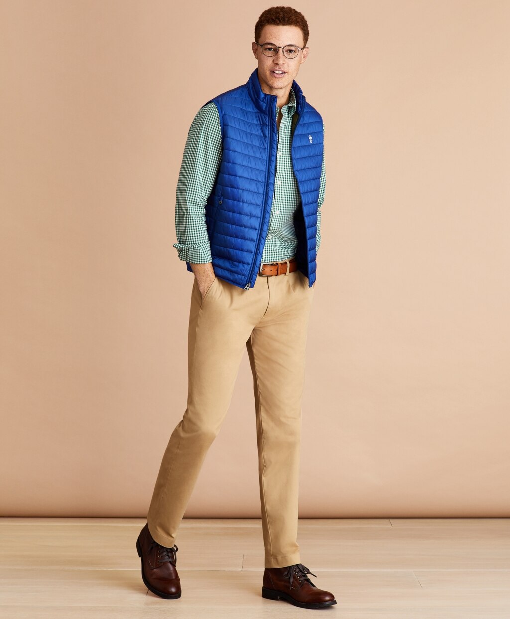 Brooks Brothers Men Water-Resistant Red Fleece Puffer Vest