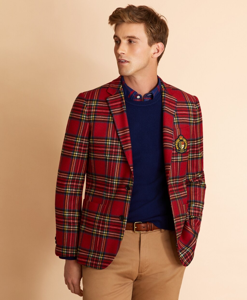 Brooks Brothers Men Wool-Blend Royal Stewart Tartan Sport Coat