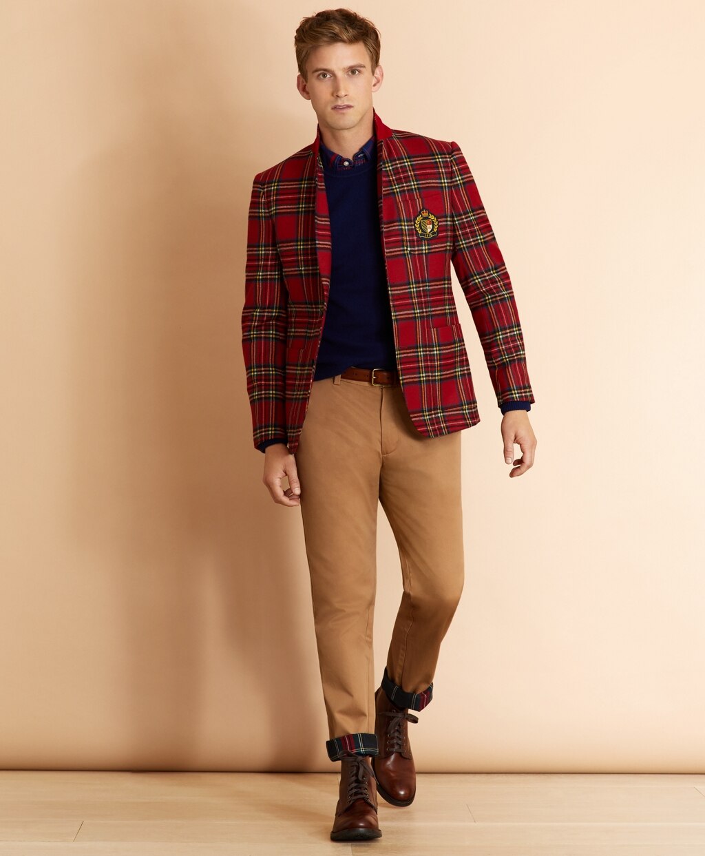 Brooks Brothers Men Wool-Blend Royal Stewart Tartan Sport Coat