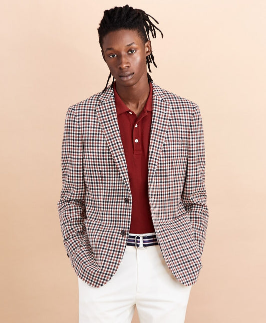 Brooks Brothers Men Two-Button Gingham Sport Coat