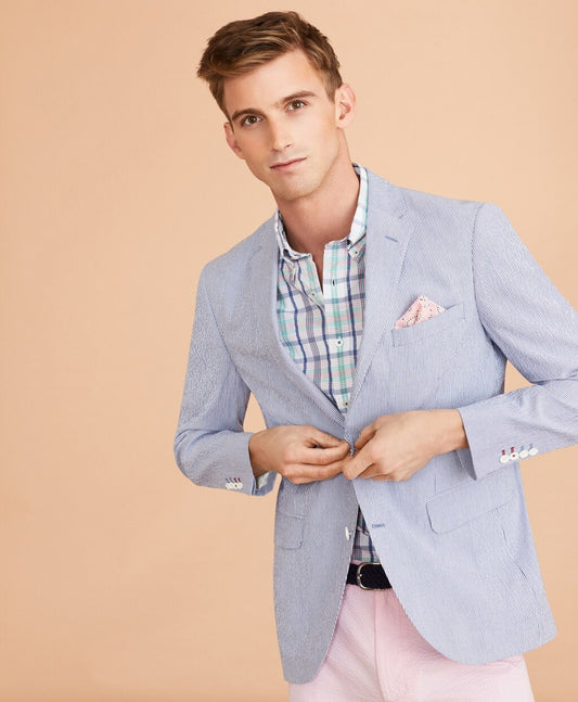 Brooks Brothers Men Striped Seersucker Sport Coat