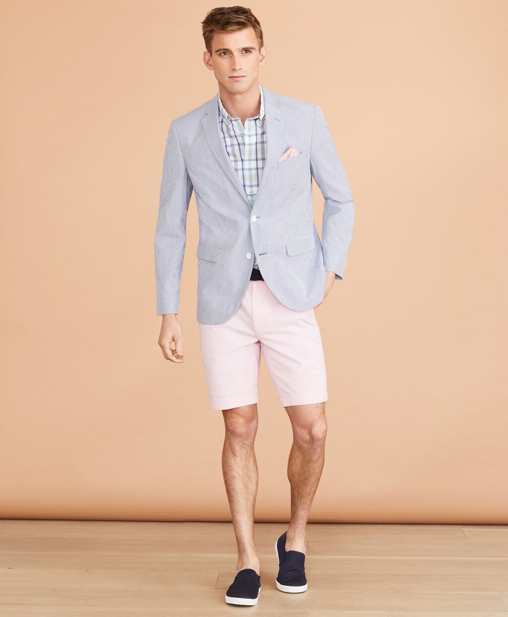 Brooks Brothers Men Striped Seersucker Sport Coat