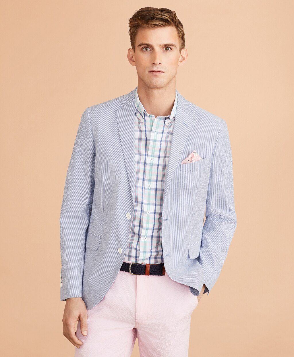 Brooks Brothers Men Striped Seersucker Sport Coat