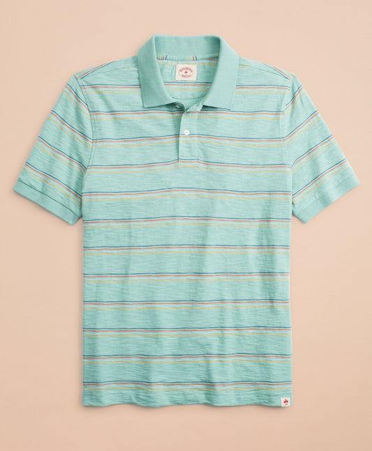 Brooks Brothers Men Multi-Color Stripe Slub Jersey Polo Shirt