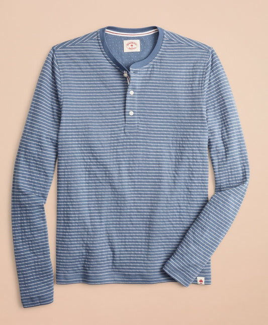 Brooks Brothers Men Striped Double-Knit Long-Sleeve Henley