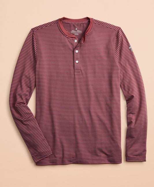 Brooks Brothers Men Performance Series Striped Long-Sleeve Henley