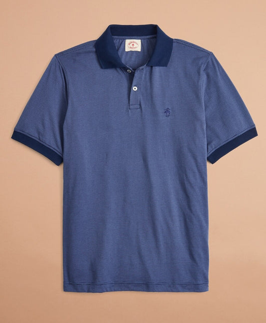 Brooks Brothers Men Cotton Jersey Mini-Stripe Polo Shirt