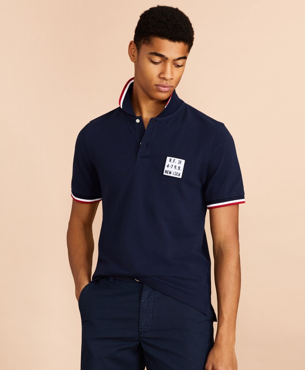 Brooks Brothers Men Cotton Pique Patch Polo Shirt