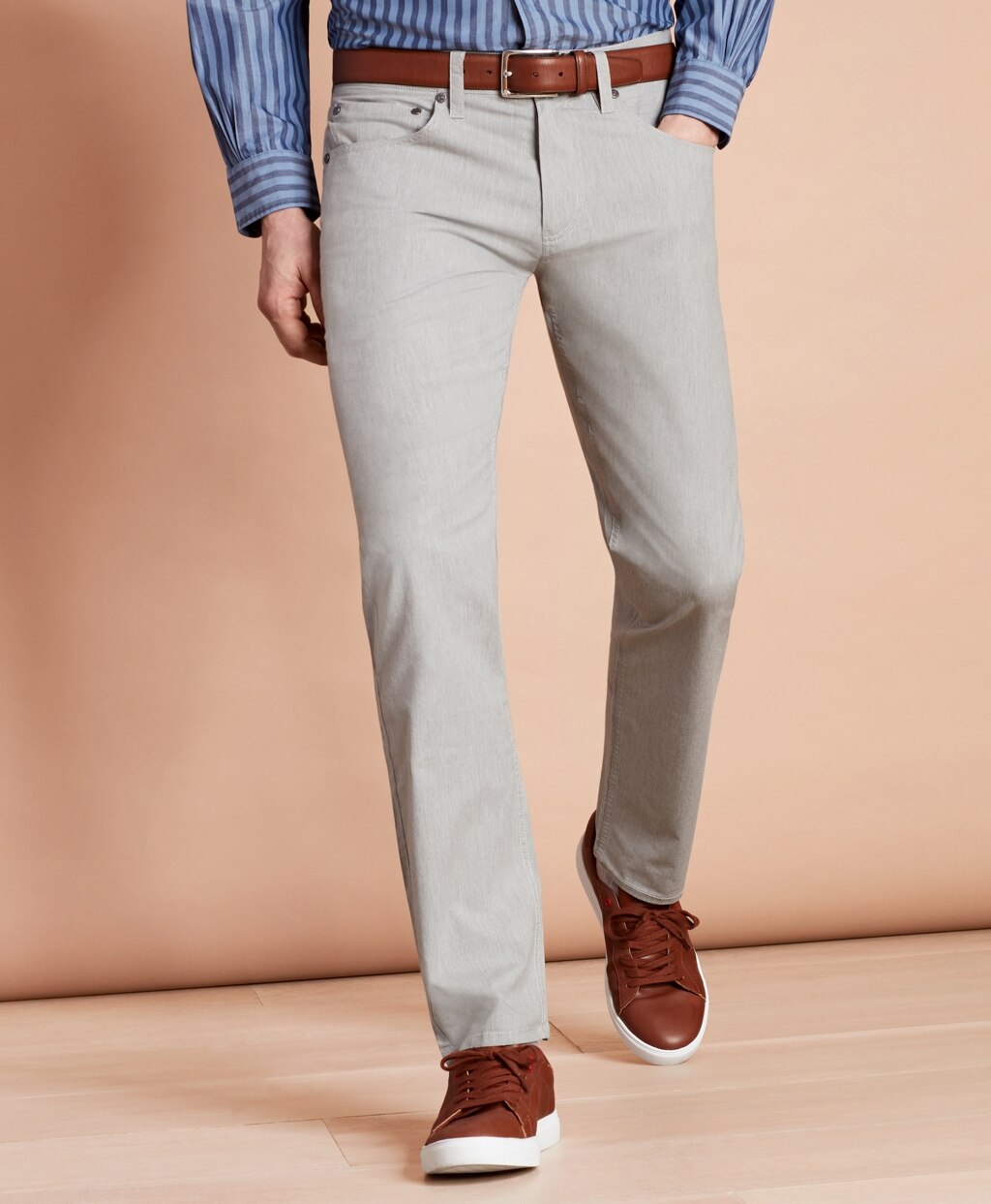 Brooks Brothers Men Heathered Stretch Cotton Five-Pocket Pants