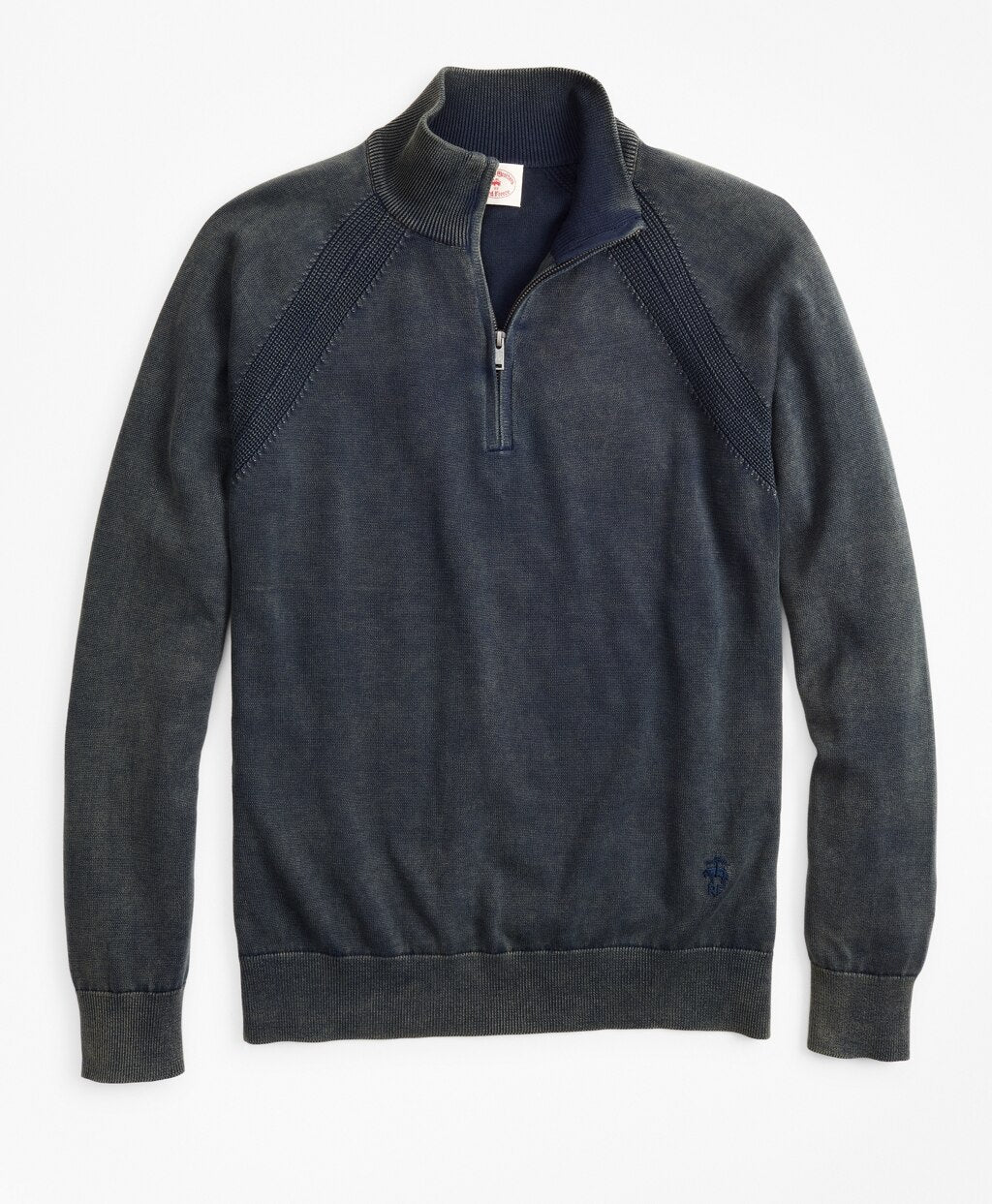 Brooks Brothers Men Acid Wash Half-Zip Sweater