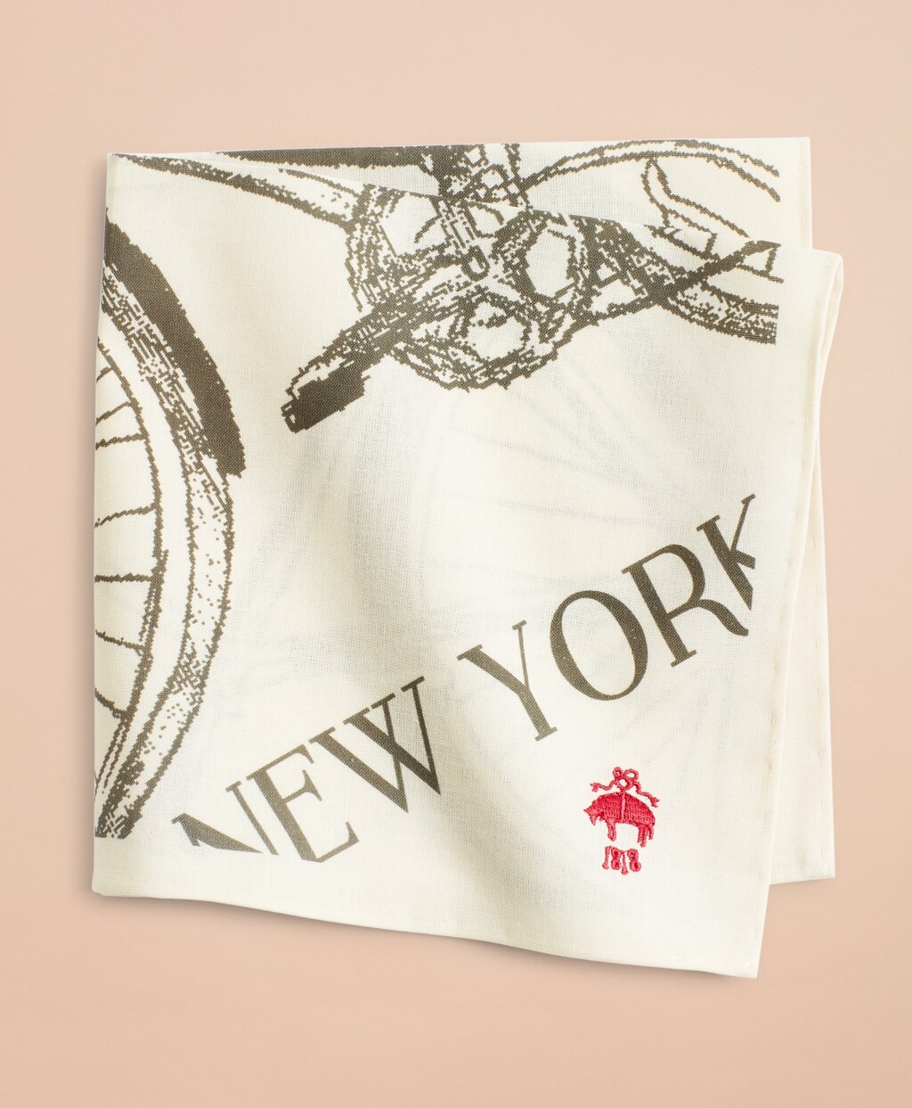Brooks Brothers Men Cotton Bicycle-Print Pocket Square