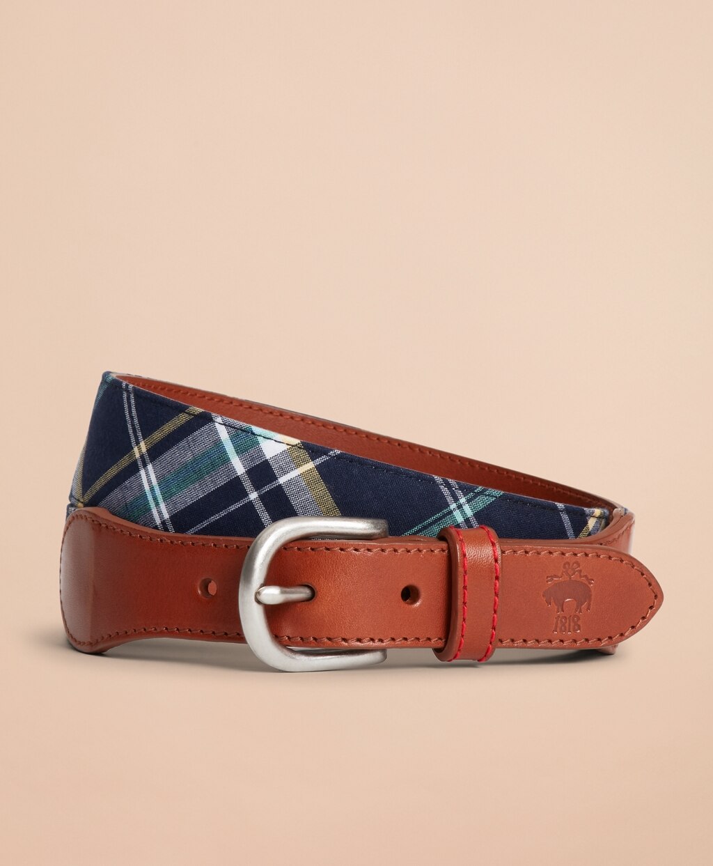 Brooks Brothers Men Madras Leather Belt