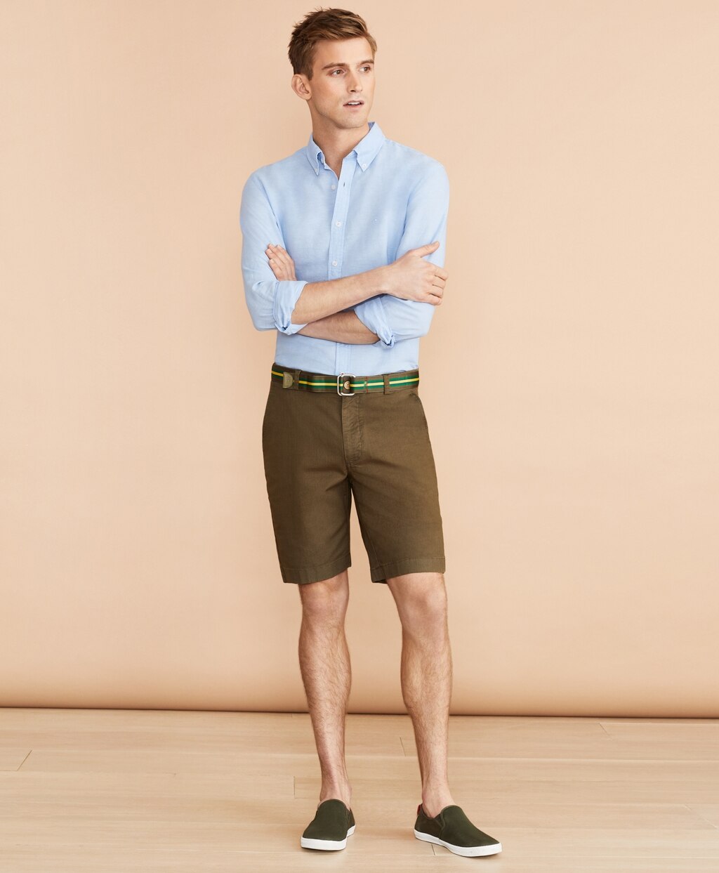 Brooks Brothers Men Cotton-Linen 9" Chino Shorts