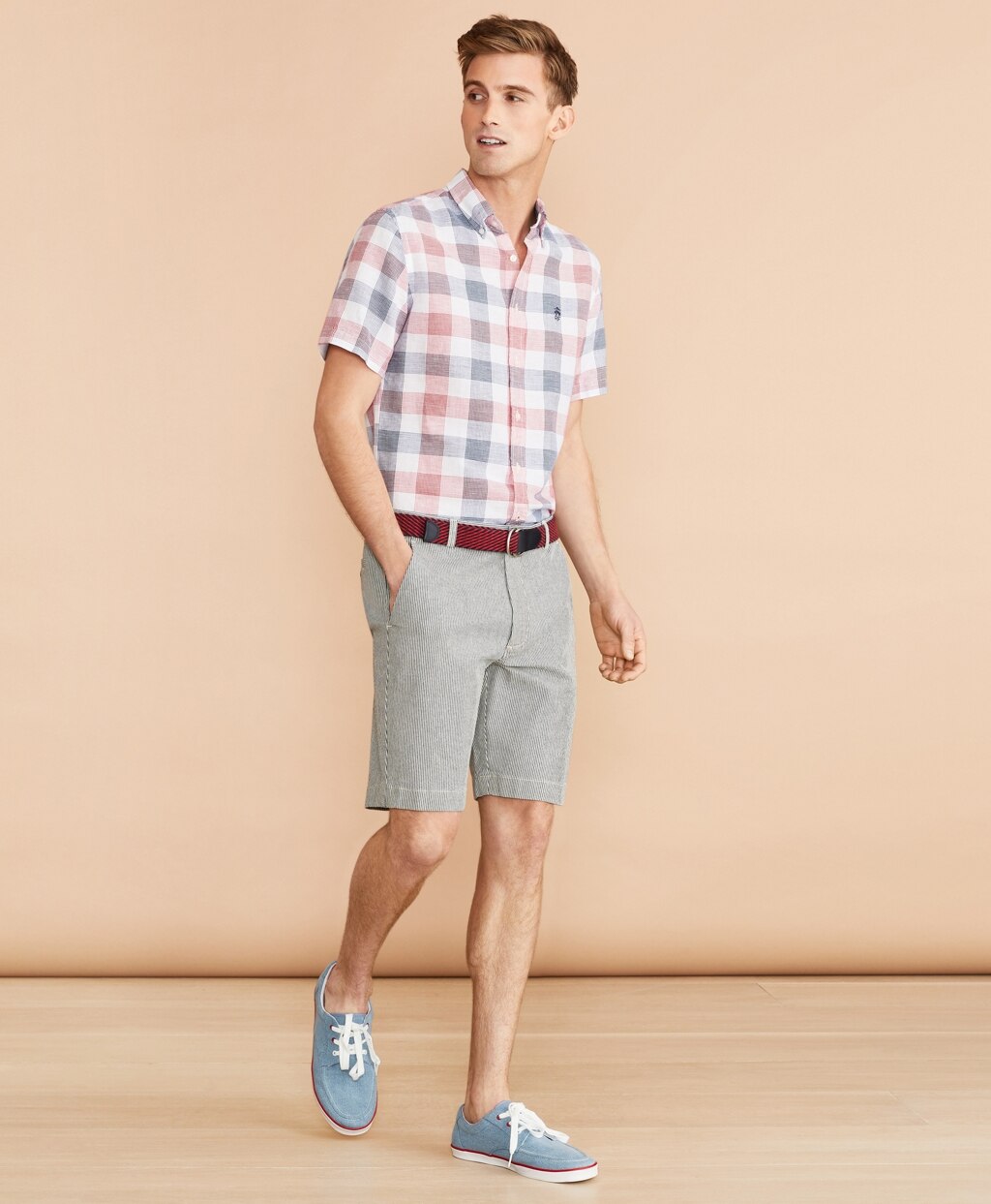 Brooks Brothers Men Striped Indigo Chino Shorts