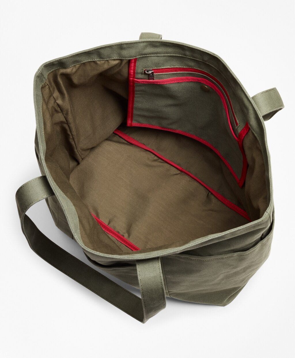 Brooks Brothers Men Red Fleece Canvas Tote Bag