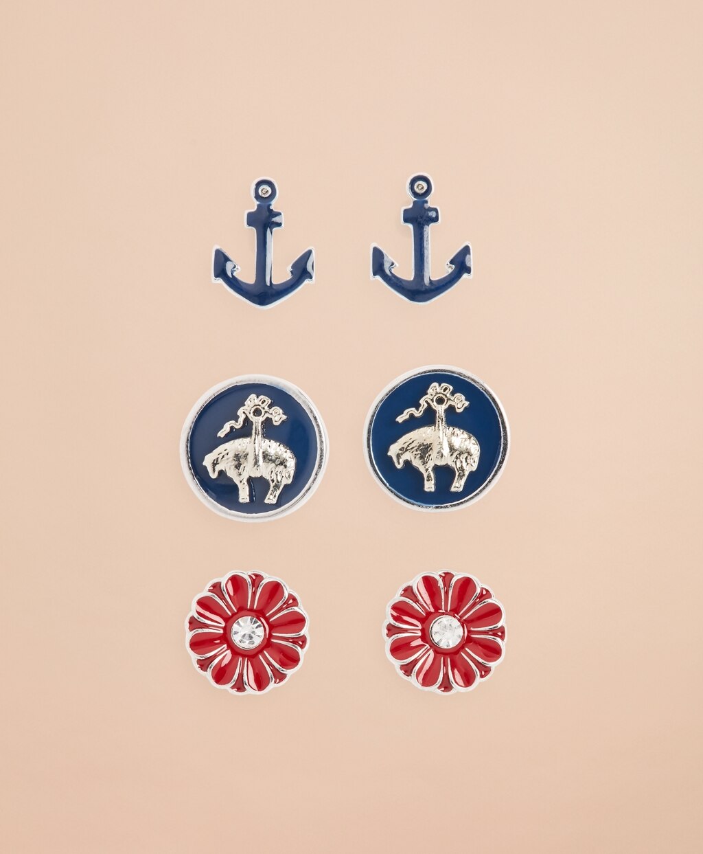 Brooks Brothers Women Enamel Stud Earrings - Set of Three