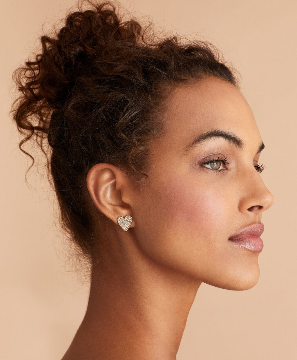 Brooks Brothers Women Crystal-Covered Heart Stud Earrings