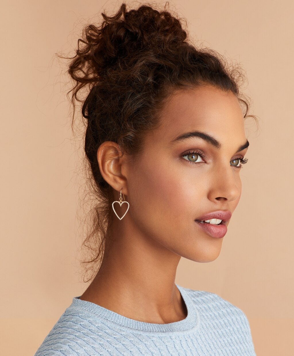 Brooks Brothers Women Crystal-Covered Heart Drop Earrings