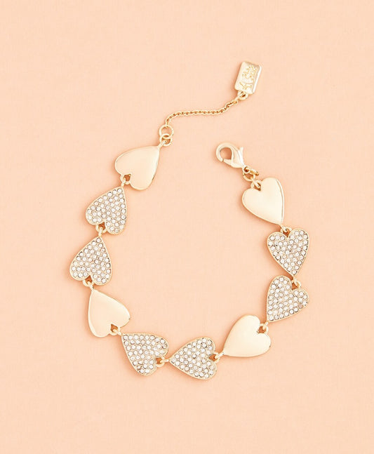 Brooks Brothers Women Crystal-Covered Heart Bracelet