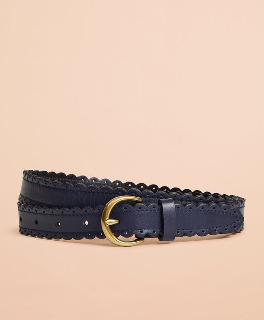 Brooks Brothers Women Scalloped Leather Belt