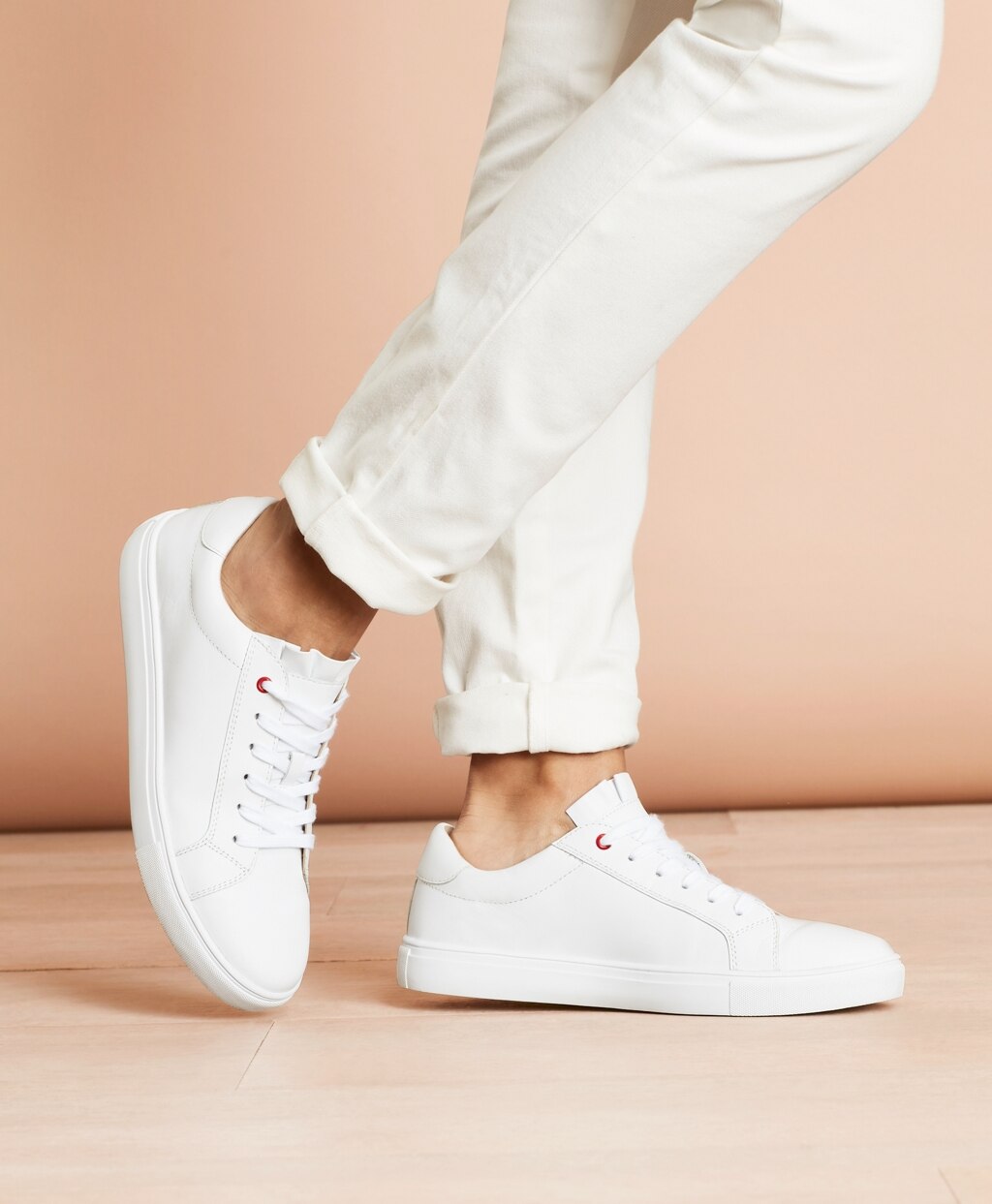 Brooks Brothers Women Ruffle-Trimmed Leather Low-Top Sneakers
