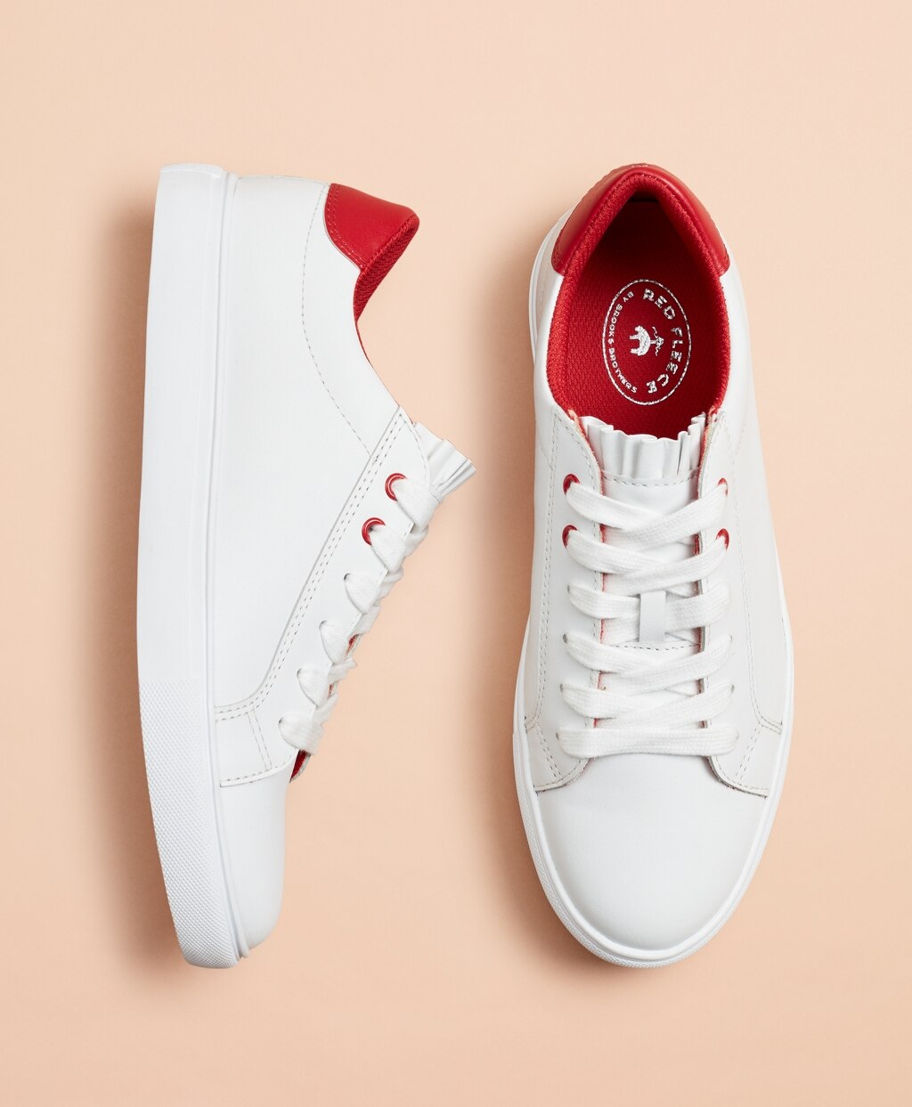 Brooks Brothers Women Ruffle-Trim Color-Block Leather Low-Top Sneakers