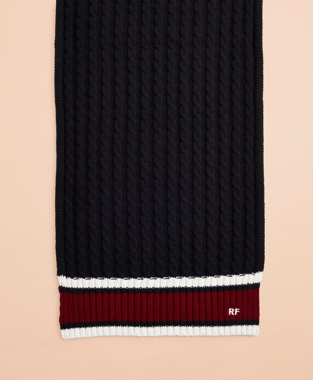 Brooks Brothers Women Striped Cable-Knit Wool-Cotton Scarf