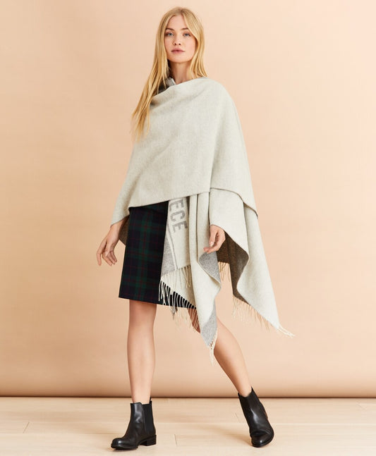Brooks Brothers Women Logo-Pattern Wool-Blend Ruana