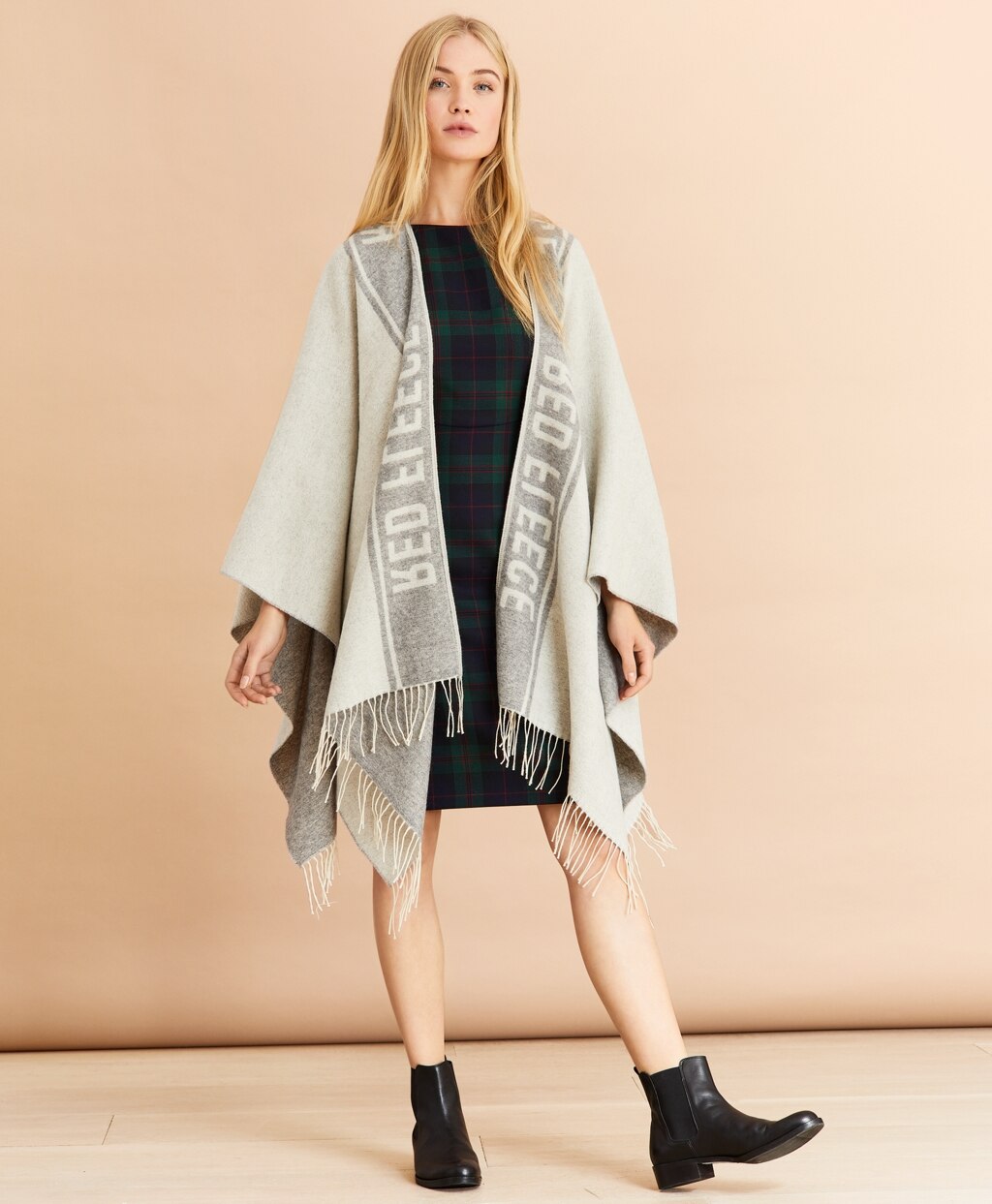 Brooks Brothers Women Logo-Pattern Wool-Blend Ruana